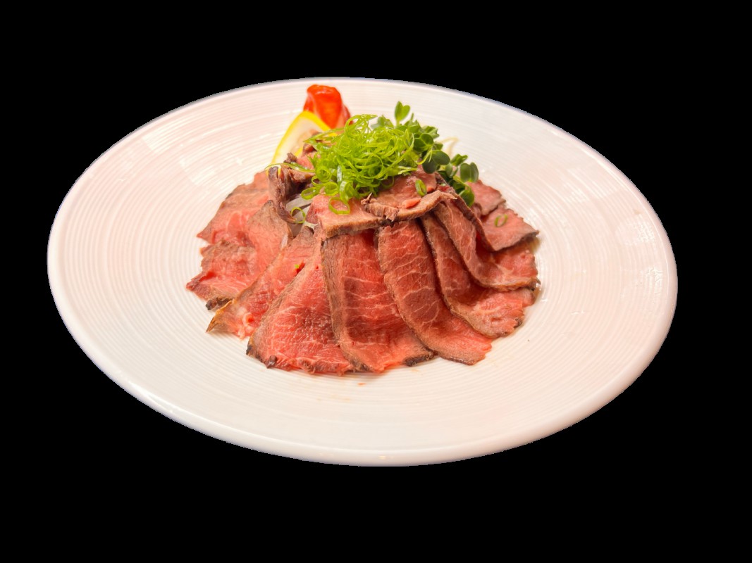 A67. Salat bò nướng tái sốt mù tạt Grilled beef salad wasabi soucre